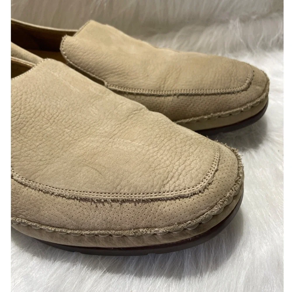 Mephisto Cool-Air Mens Beige Pebbled Leather Moc‎ Toe Loafers Shoes US 13